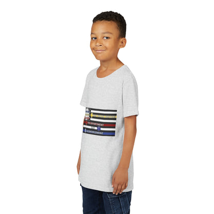 Slow Down Move Over Flag Youth Unisex Short Sleeve Crewneck Tee