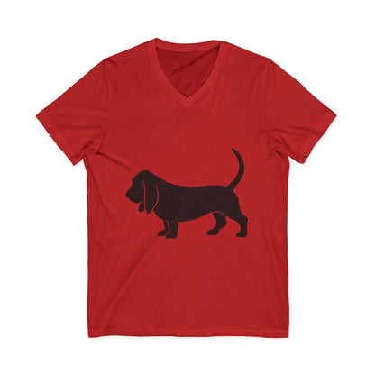 Basset Silhouette Unisex Short Sleeve V-Neck Tee