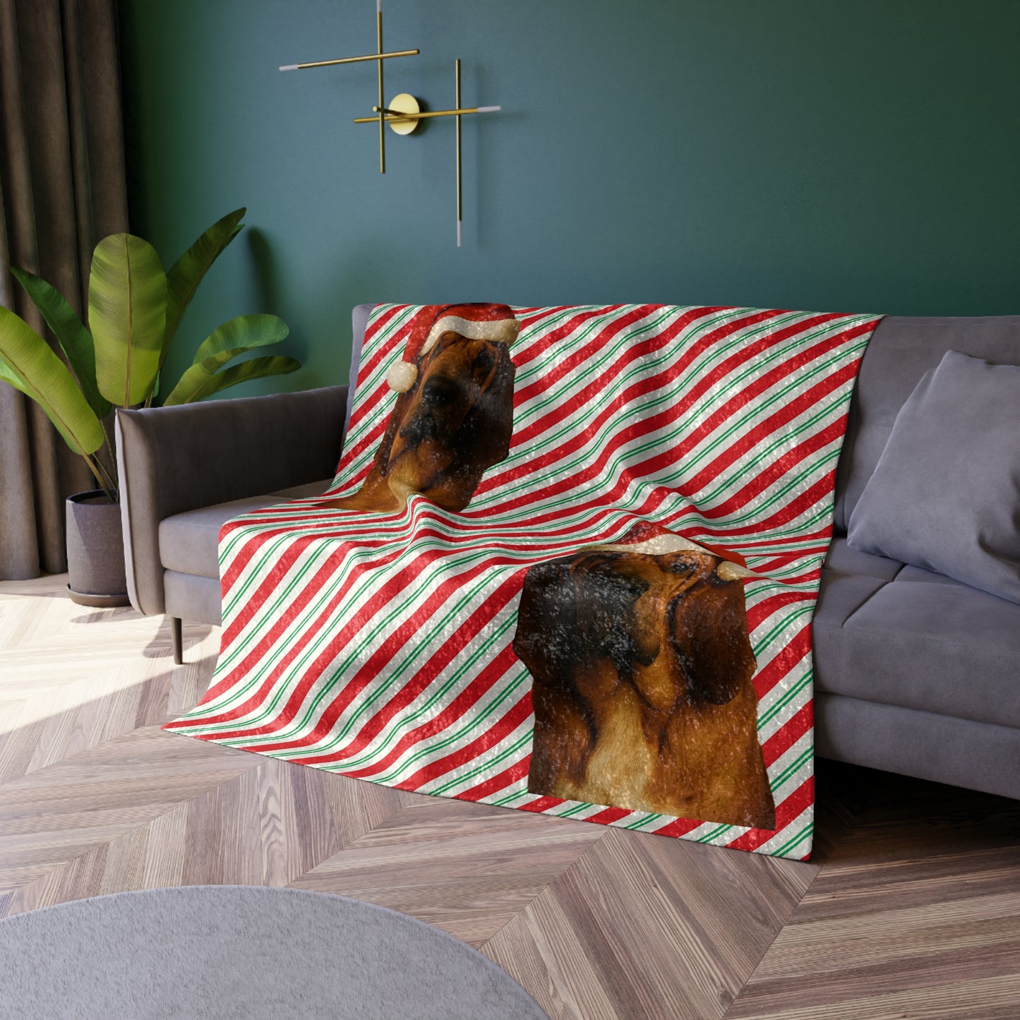 Santa Paws Bloodhound Crushed Velvet Blanket