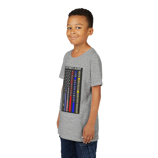 No One Fights Alone Youth Unisex Short Sleeve Crewneck Tee