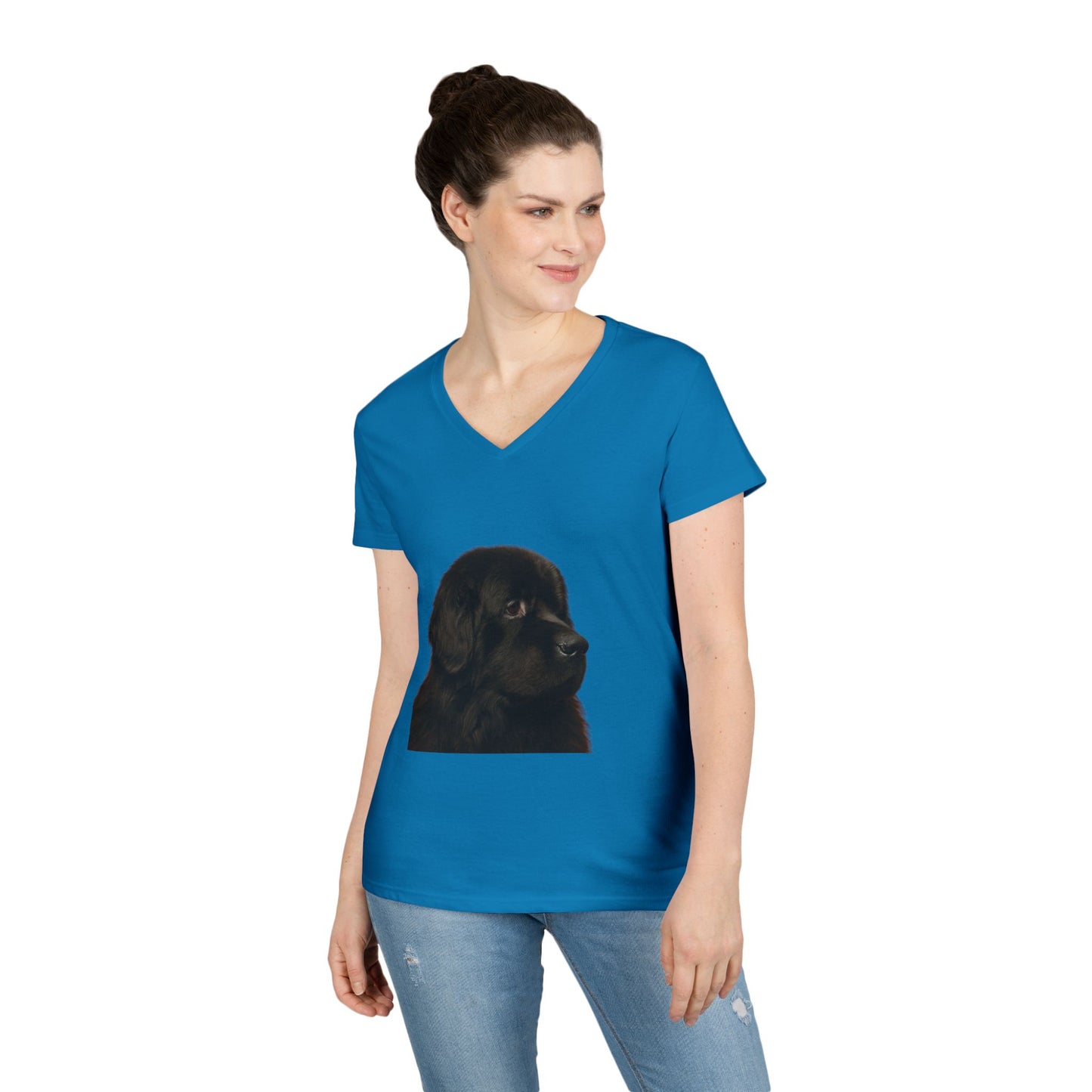 Newfie Head Women's V-Neck T-Shirt