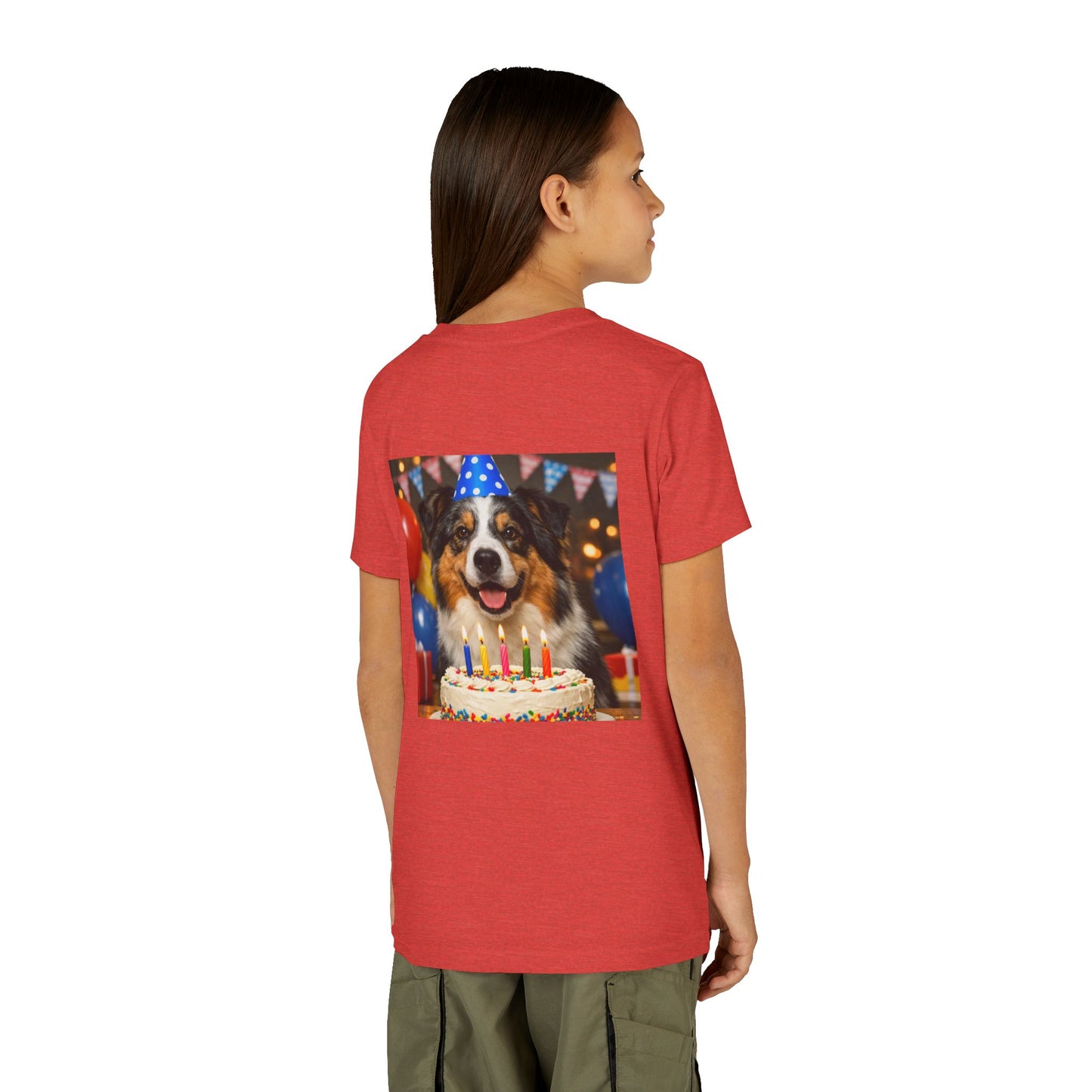 Birthday Buddy Aussie Youth Unisex Short Sleeve Crewneck Tee