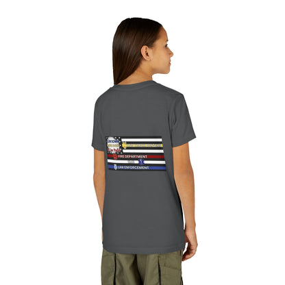 Slow Down Move Over Flag Youth Unisex Short Sleeve Crewneck Tee