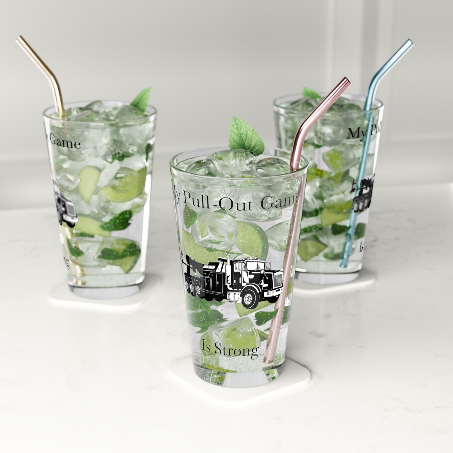 Pull Out Heavy Tow Truck Drinking Glass