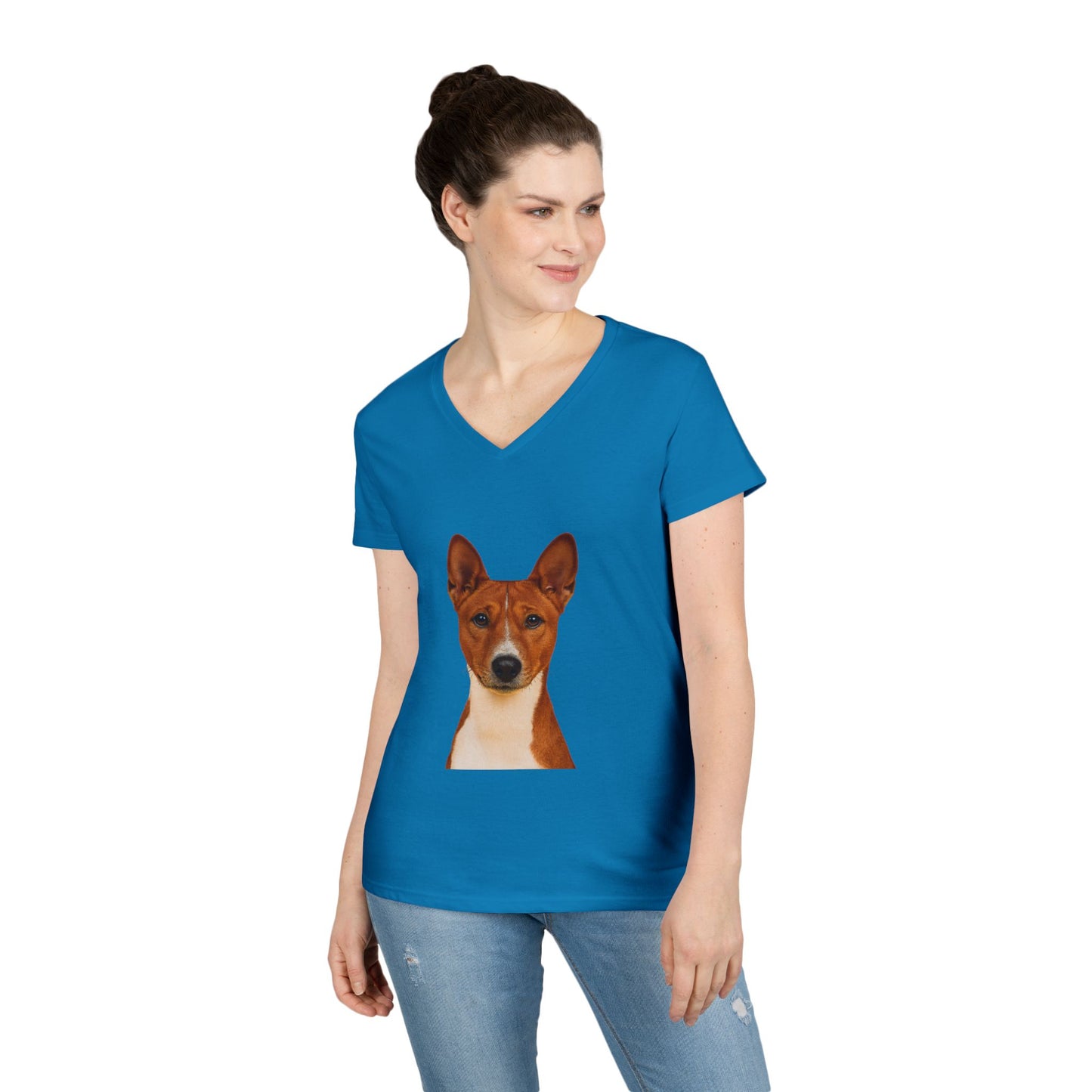 Basenji Head Women's V-Neck T-Shirt