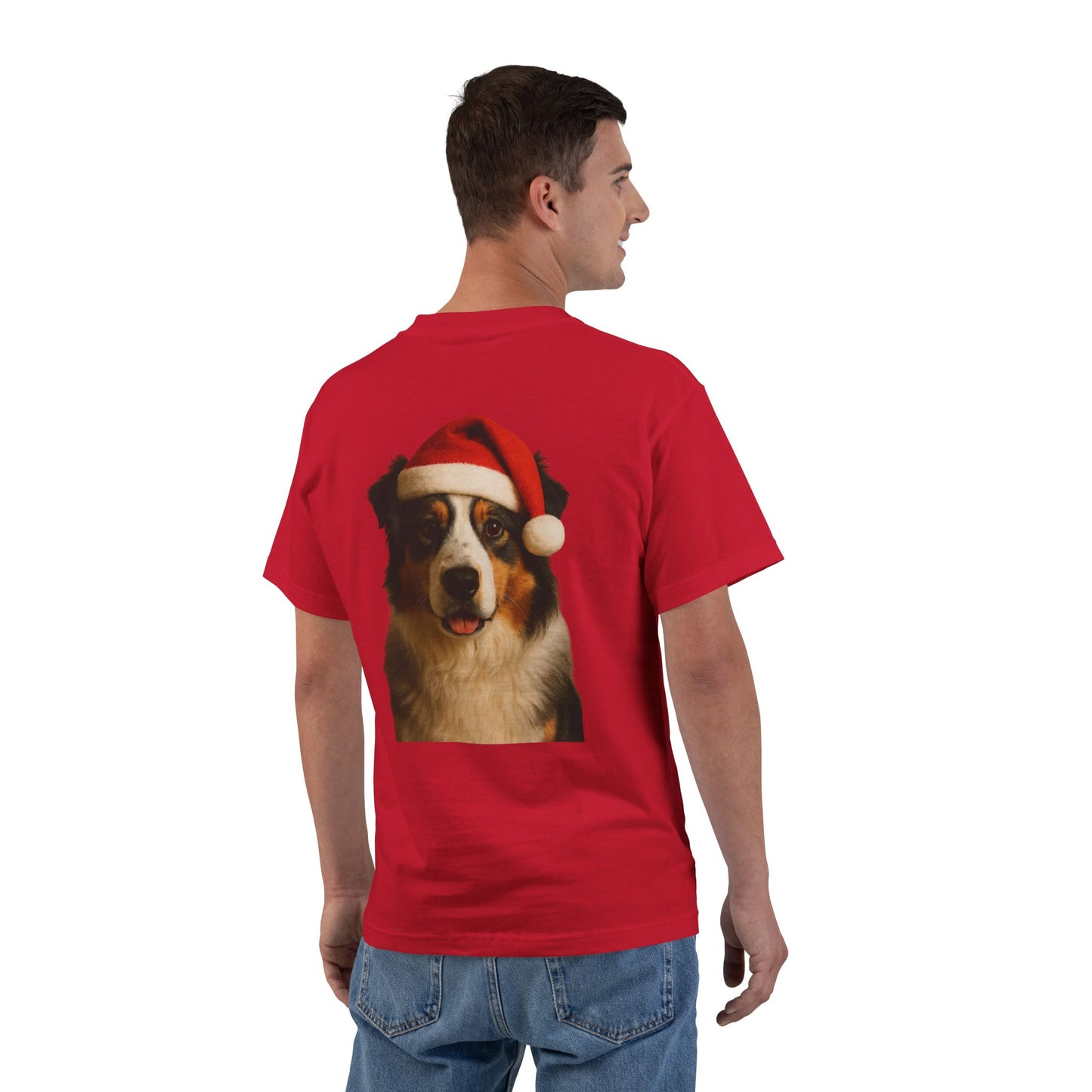 Santa Paws Aussie Men's Short-Sleeve Crewneck Tee