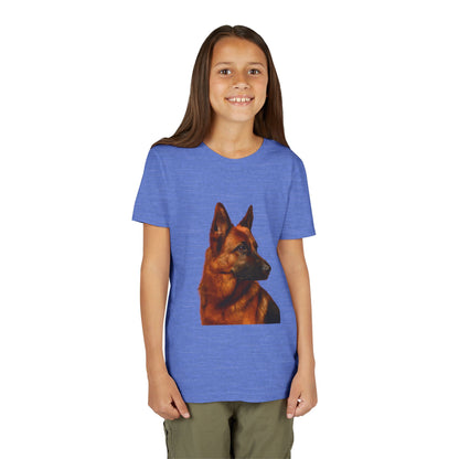 German Shepherd Head Youth Unisex Short Sleeve Crewneck Tee
