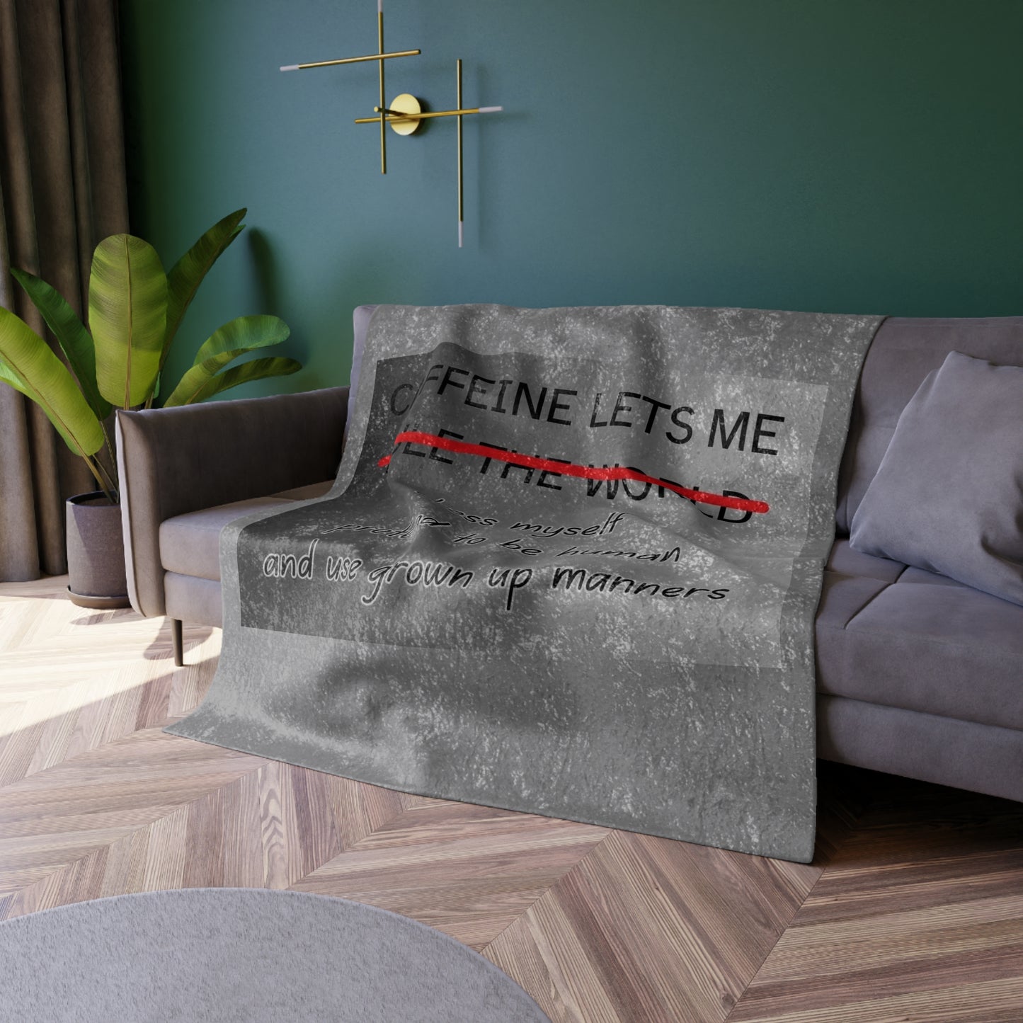 Caffeine Lets Me Crushed Velvet Blanket