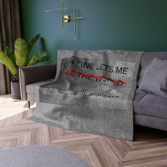 Caffeine Lets Me Crushed Velvet Blanket