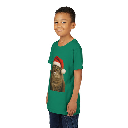 Santa Paws Cat Youth Unisex Short Sleeve Crewneck Tee