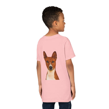 Basenji Head Youth Unisex Short Sleeve Crewneck Tee