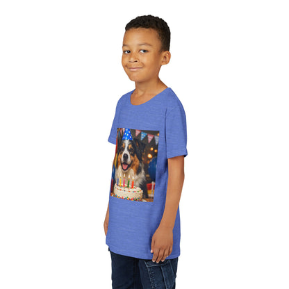 Birthday Buddy Aussie Youth Unisex Short Sleeve Crewneck Tee