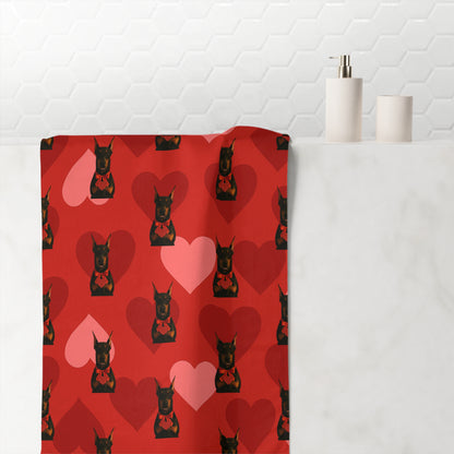 Cupid's Companion Doberman Mink-Cotton  Beach Towel