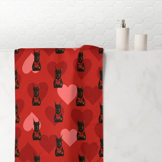 Cupid's Companion Doberman Mink-Cotton  Beach Towel