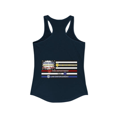 Slow Down Move Over Flag Women's Racerback Tank