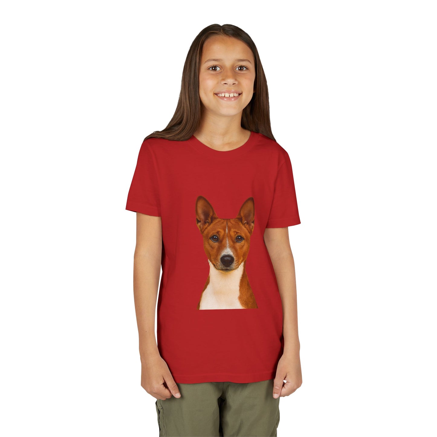 Basenji Head Youth Unisex Short Sleeve Crewneck Tee