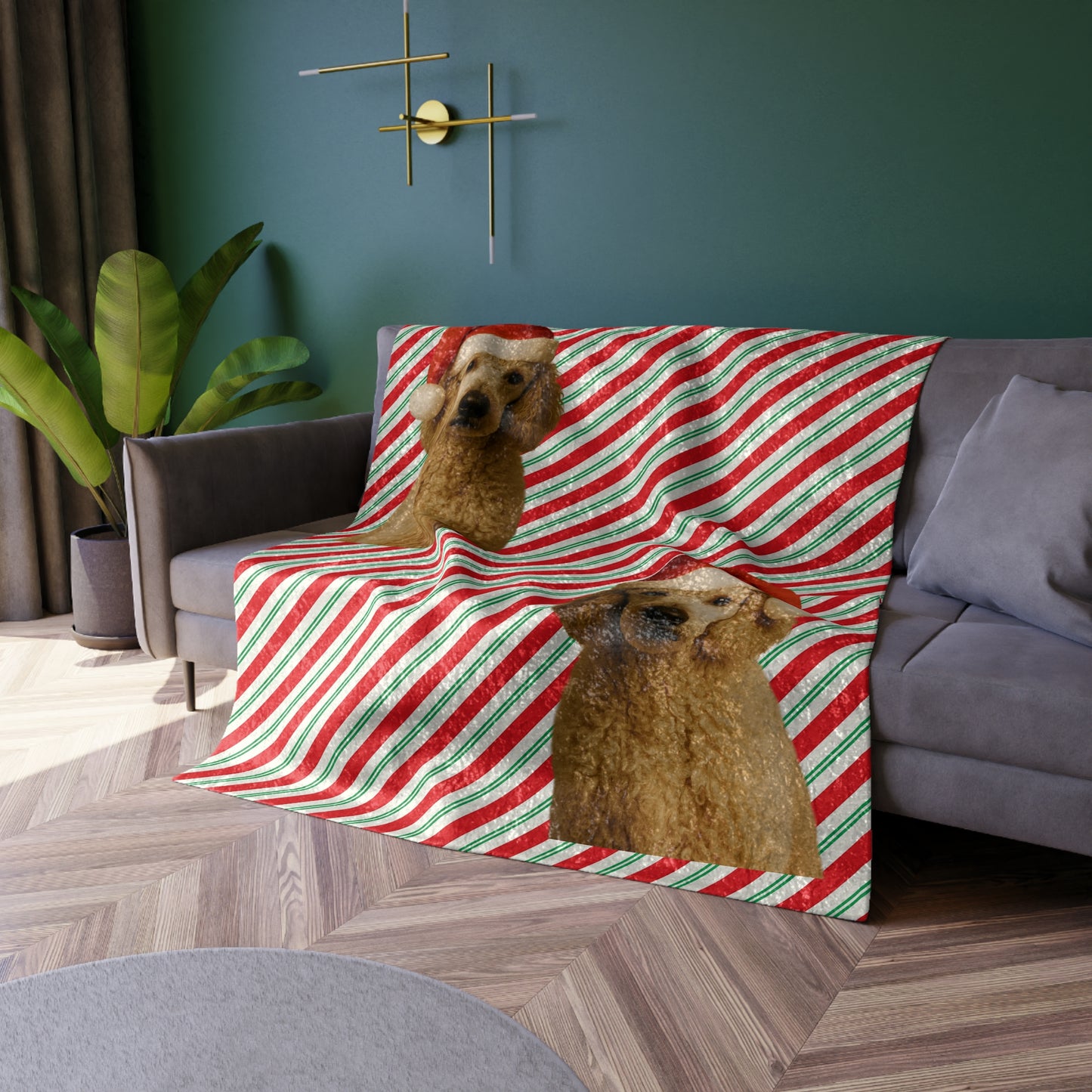 Santa Paws Poodle Crushed Velvet Blanket