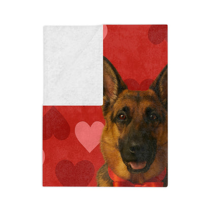 Cupid's Companion German Shepherd Velveteen Microfiber Blanket