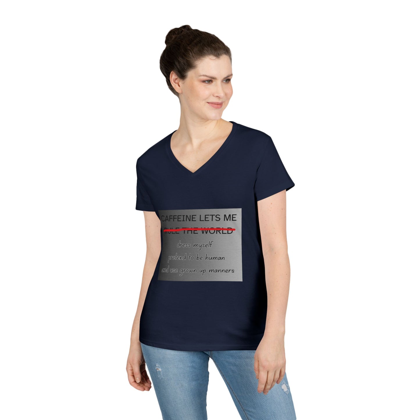 Caffeine Lets Me Women's V-Neck T-Shirt