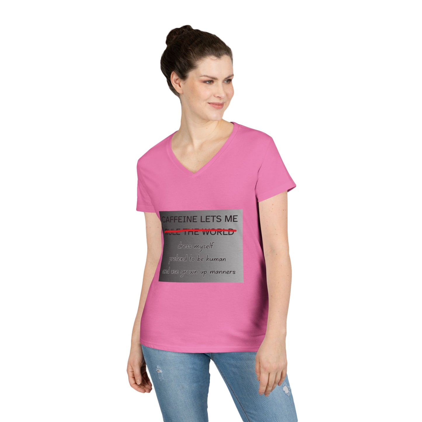 Caffeine Lets Me Women's V-Neck T-Shirt