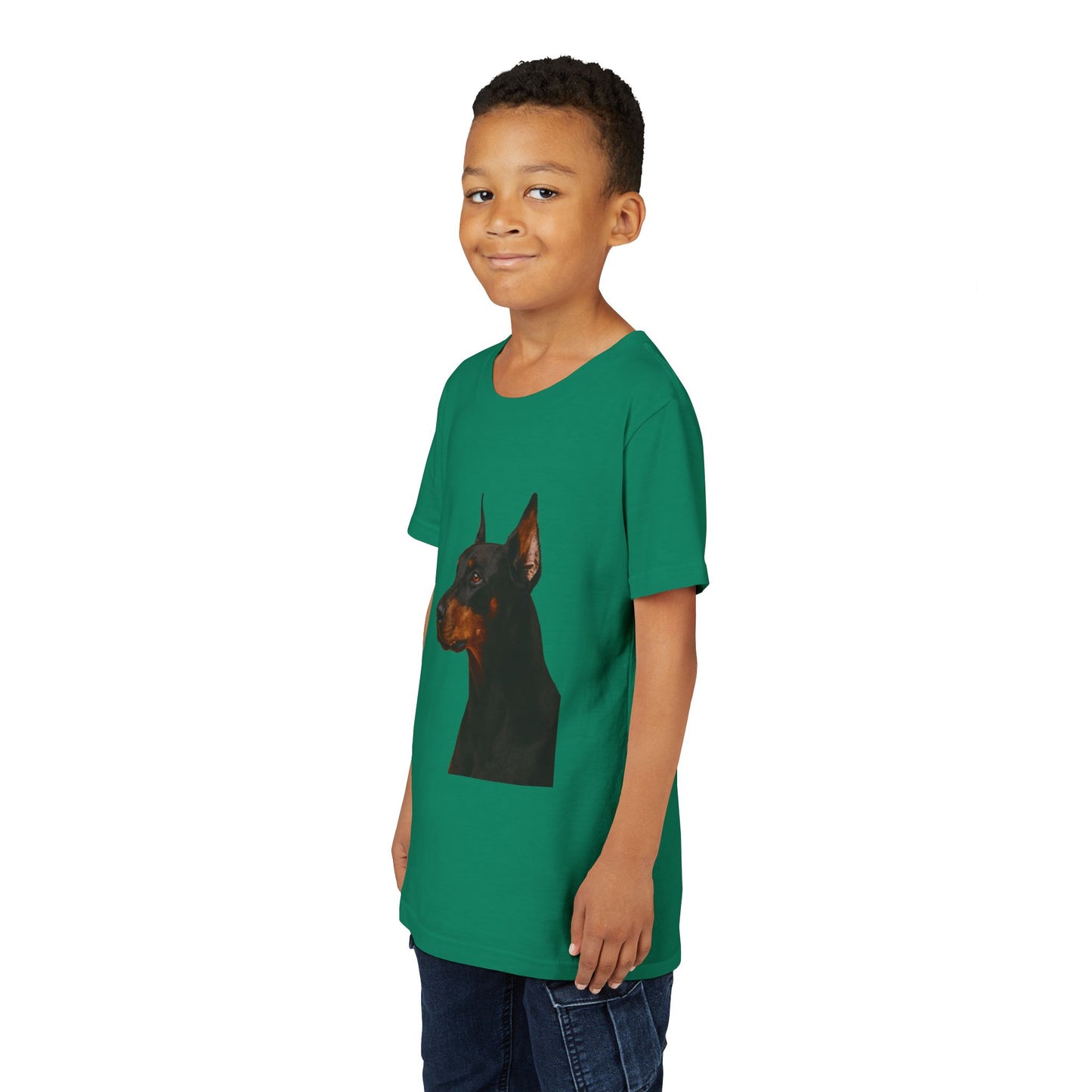 Doberman Head Youth Unisex Short Sleeve Crewneck Tee