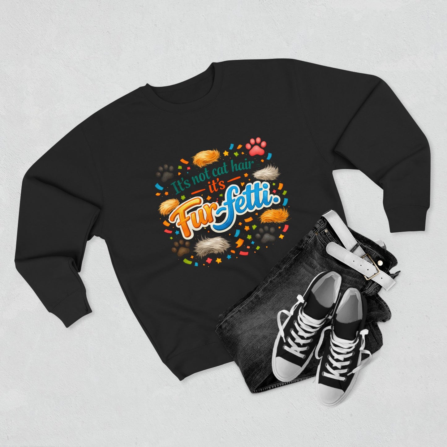 Fur-Fetti Cat Unisex Crewneck Sweatshirt