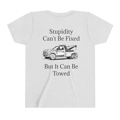 Stupidity Wheel Lift Tow Truck Youth Unisex Short Sleeve Crewneck Tee