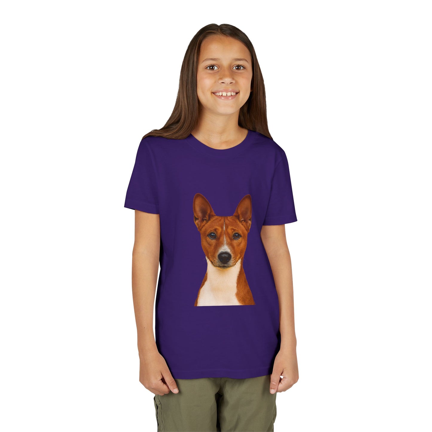 Basenji Head Youth Unisex Short Sleeve Crewneck Tee