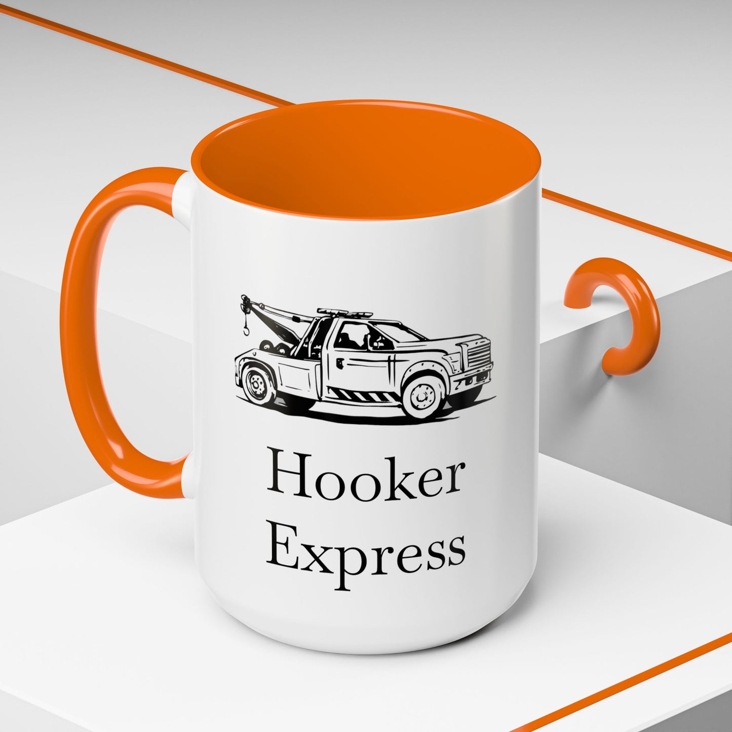 H**ker Express Wheel Lift Tow Truck 2-Tone Coffee Mug