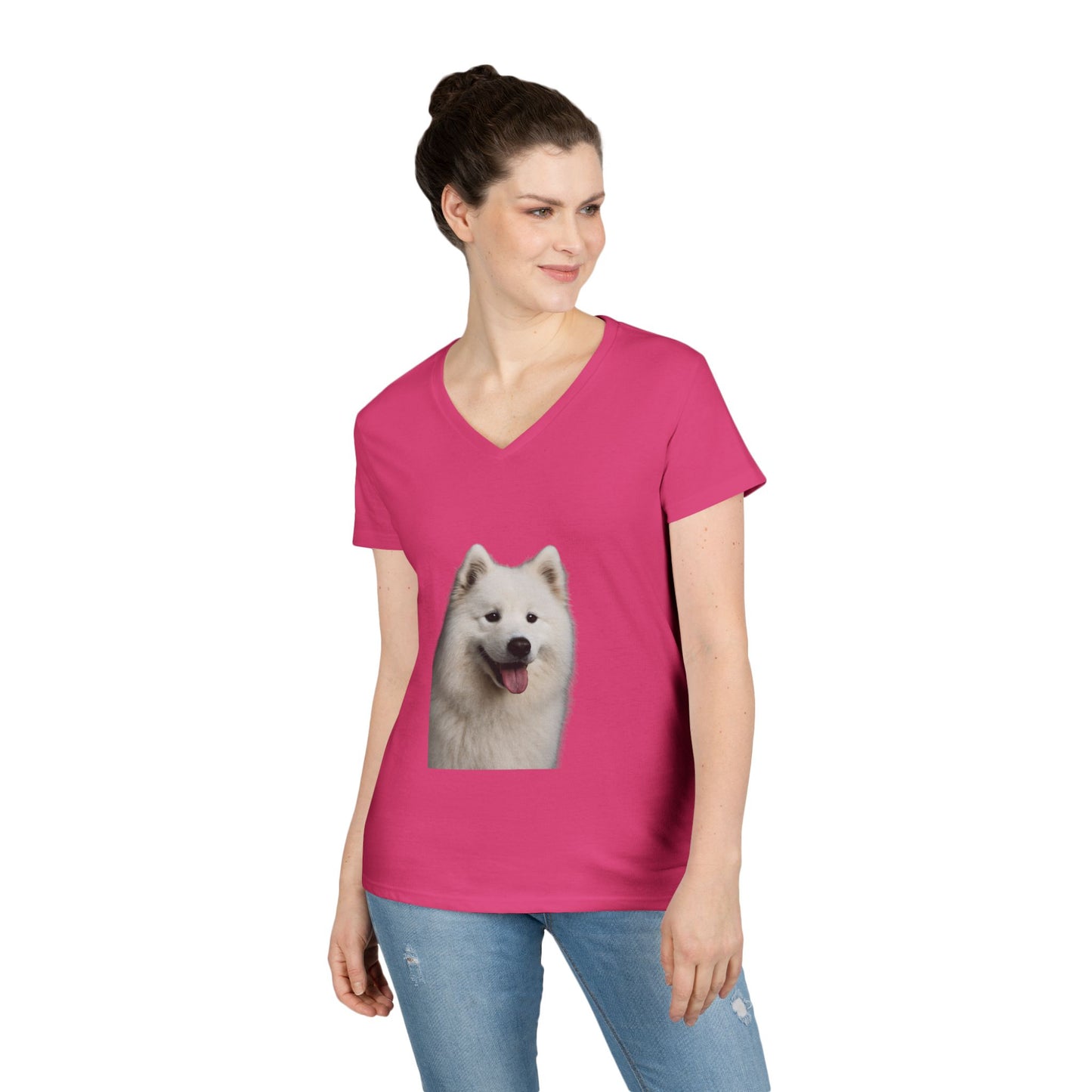Samoyed Head Women's V-Neck T-Shirt