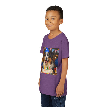 Birthday Buddy Aussie Youth Unisex Short Sleeve Crewneck Tee