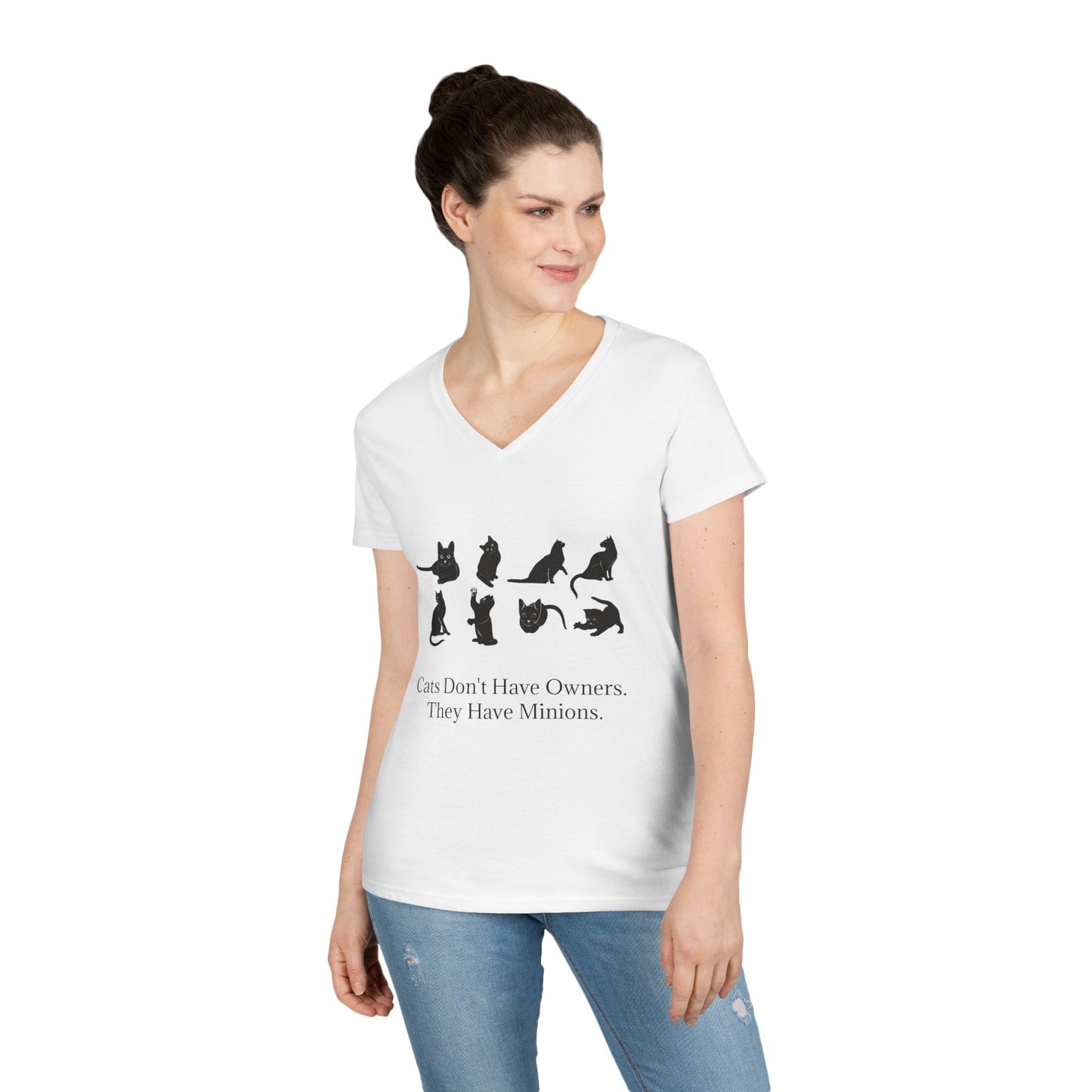 Cat Minions Women's V-Neck T-Shirt