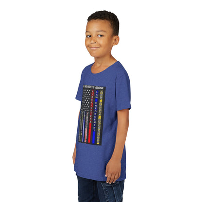 No One Fights Alone Youth Unisex Short Sleeve Crewneck Tee