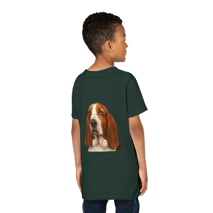 Basset Head Youth Unisex Short Sleeve Crewneck Tee