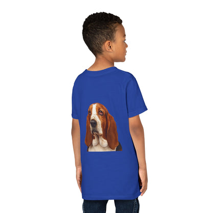 Basset Head Youth Unisex Short Sleeve Crewneck Tee