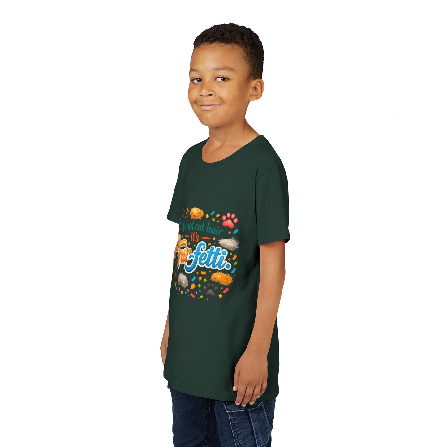 Fur-Fetti Cat Youth Unisex Short Sleeve Crewneck Tee