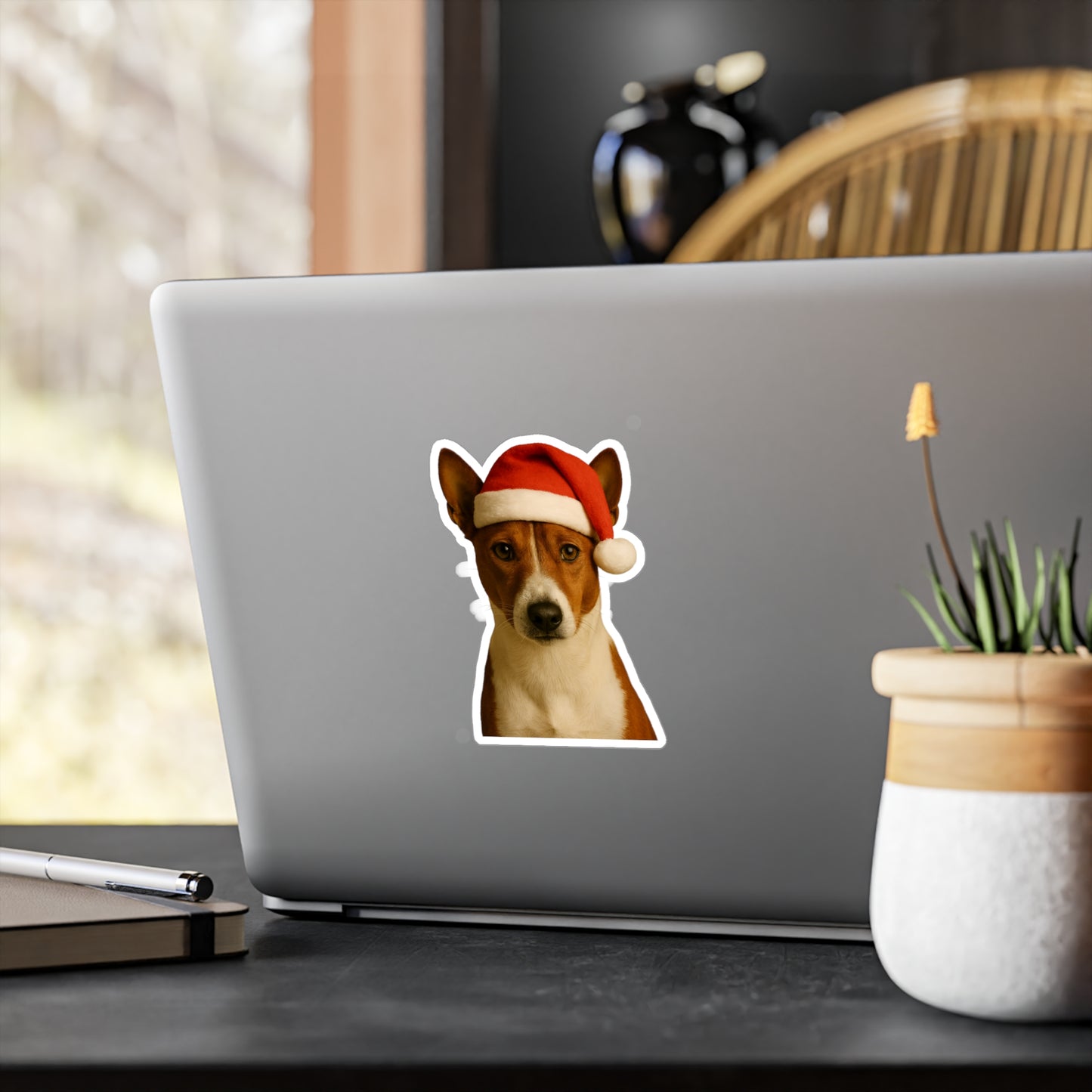 Santa Paws Basenji Vinyl Decal