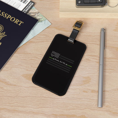 Thin Green Line Leather Strap Luggage Tag