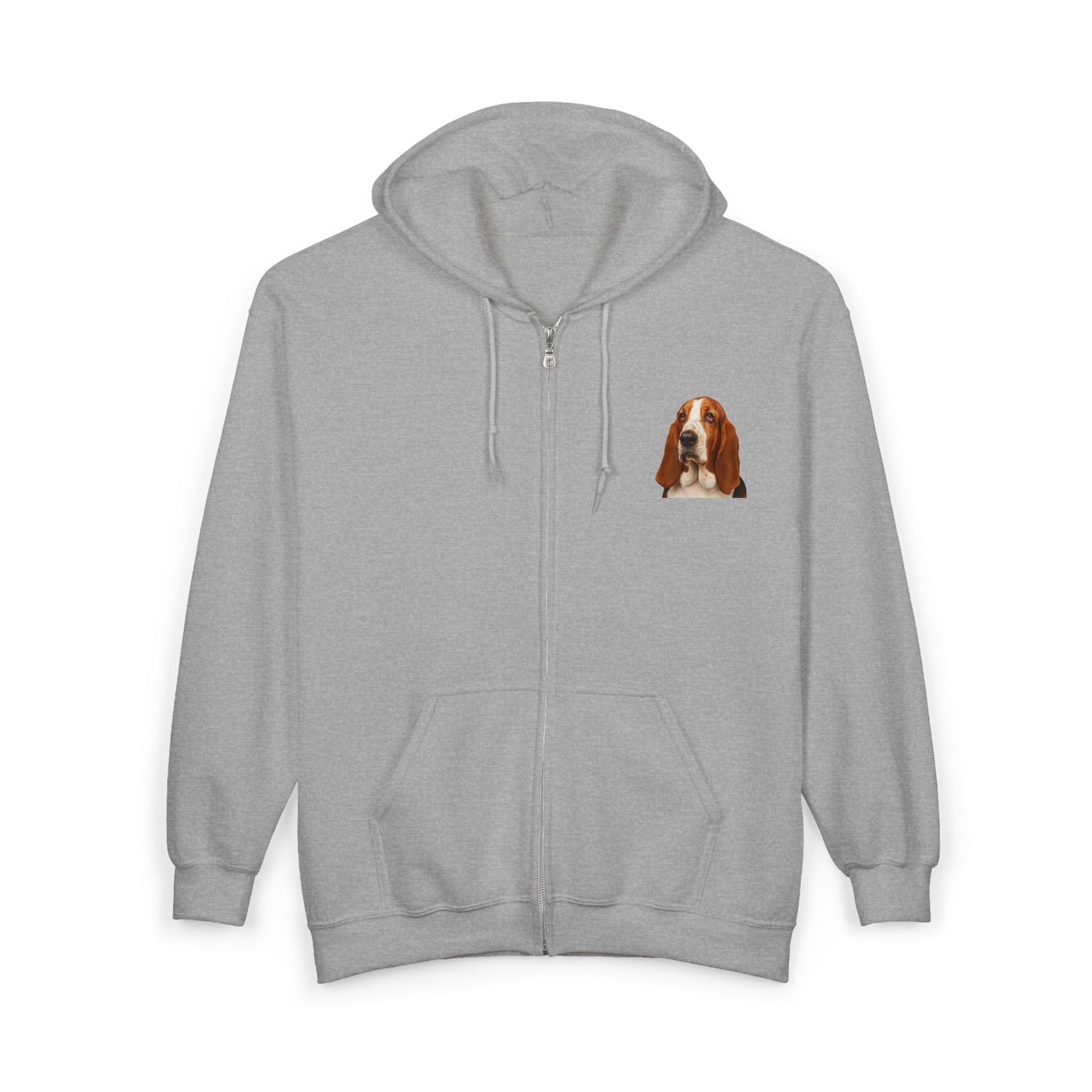 Basset Head Unisex Full Zip Hoodie