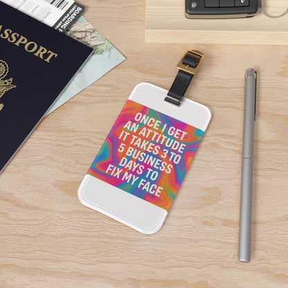 Fix My Face Leather Strap Luggage Tag
