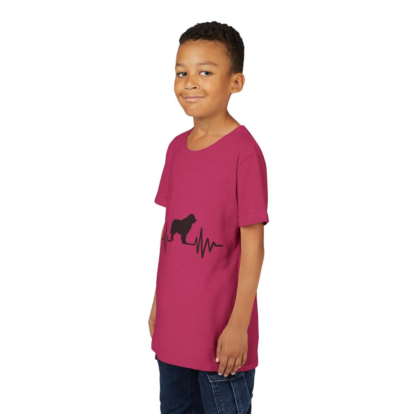 My Heart Beats For Newfies Youth Unisex Short Sleeve Crewneck Tee