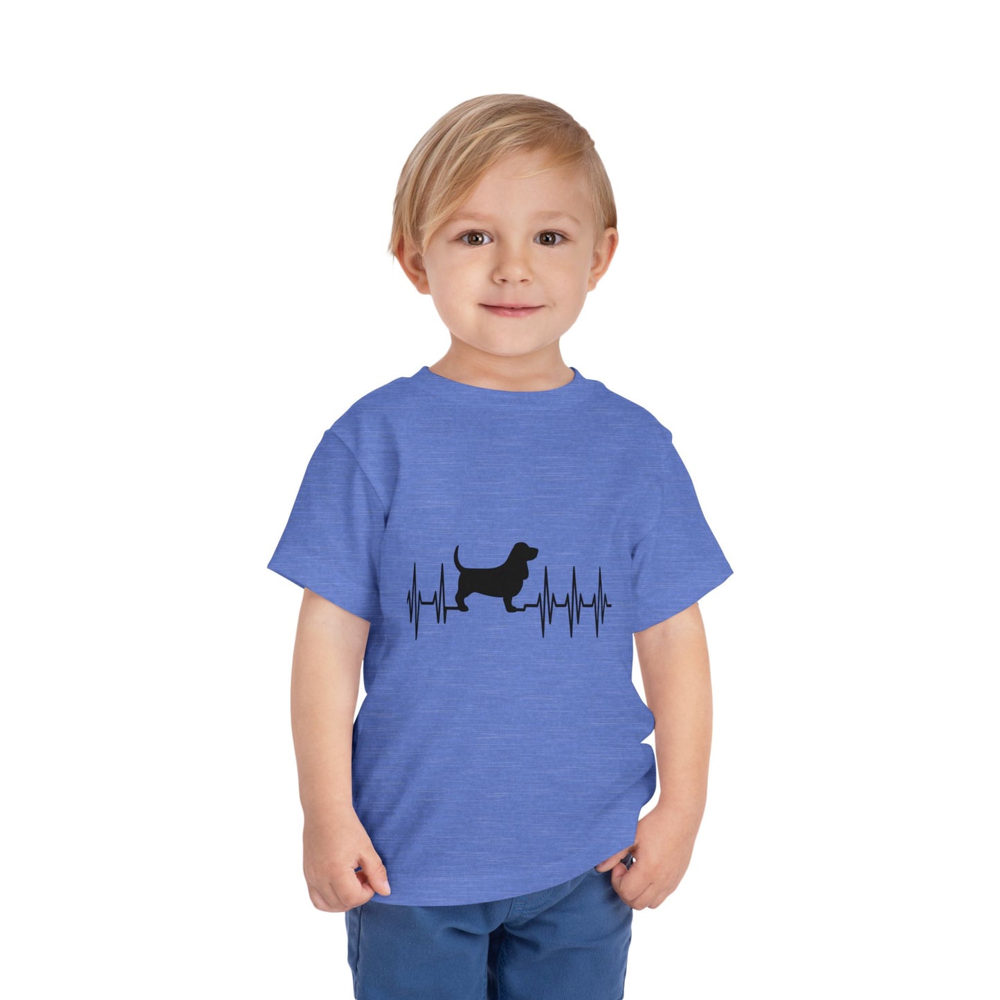 My Heart Beats For Bassets Toddler Unisex Short Sleeve Crewneck Tee