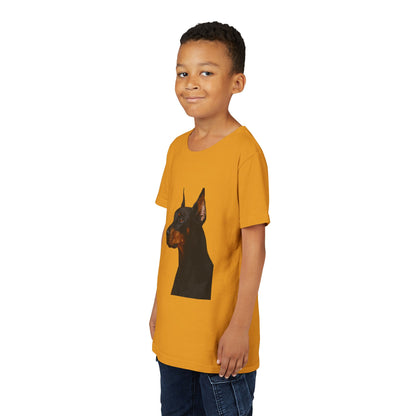 Doberman Head Youth Unisex Short Sleeve Crewneck Tee