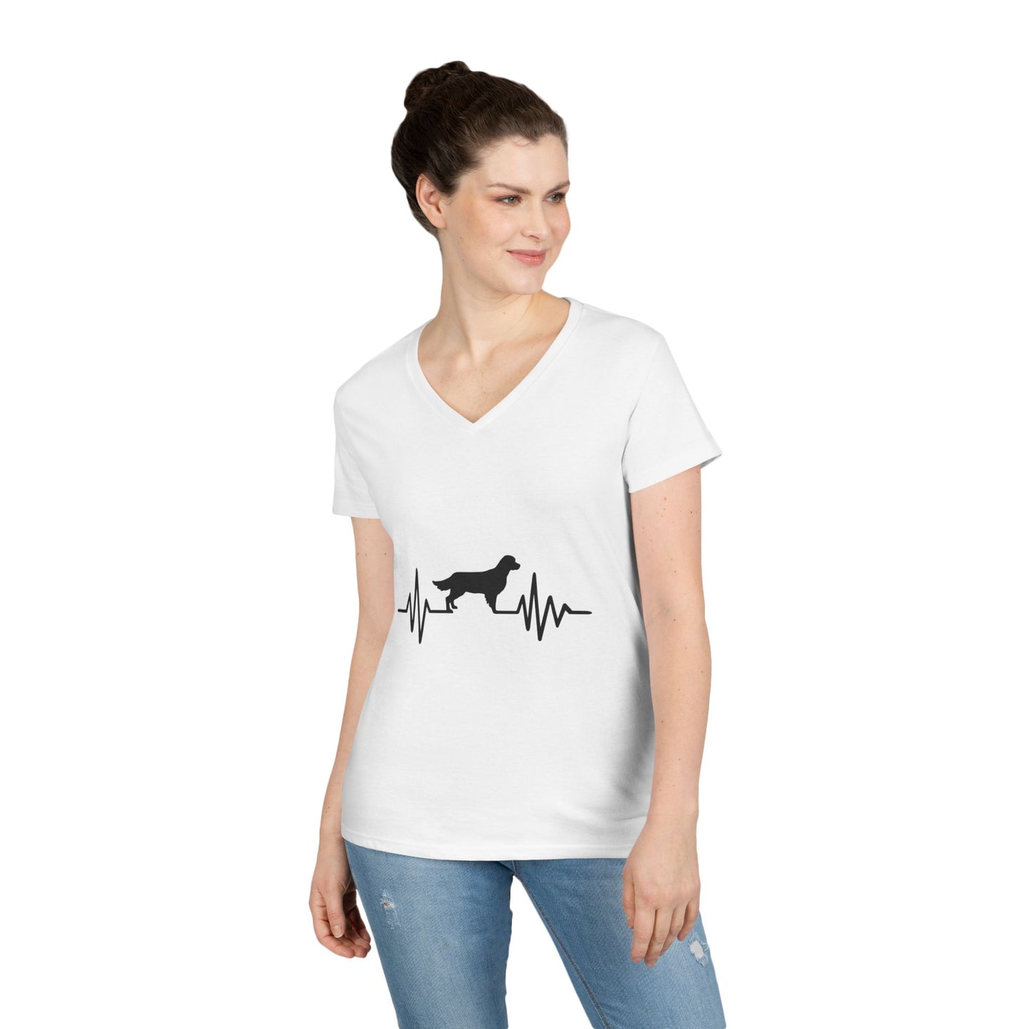 My Heart Beats For Goldens Women's V-Neck T-Shirt