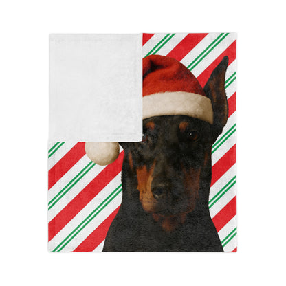 Santa Paws Doberman Velveteen Microfiber Blanket