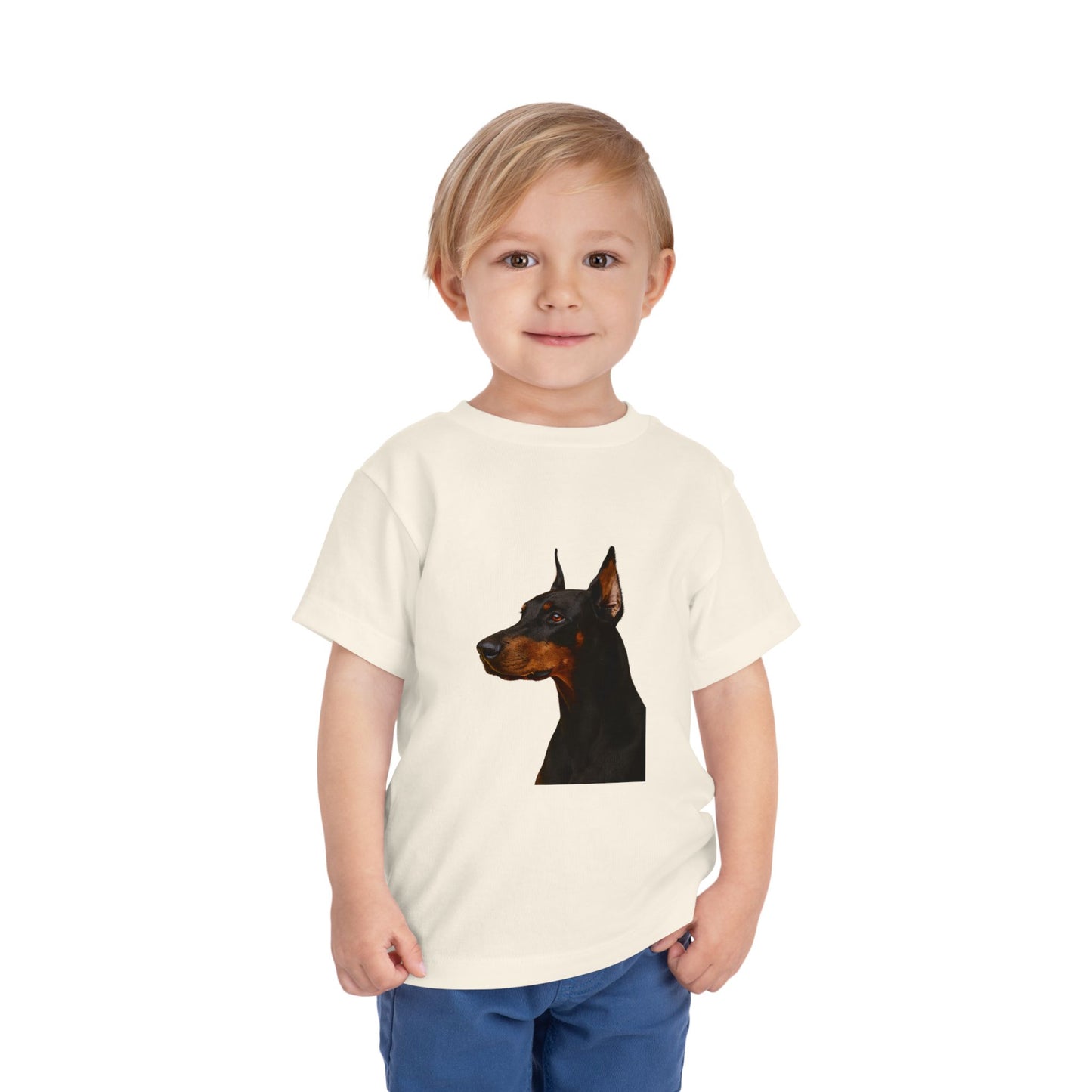 Doberman Head Toddler Unisex Short Sleeve Crewneck Tee