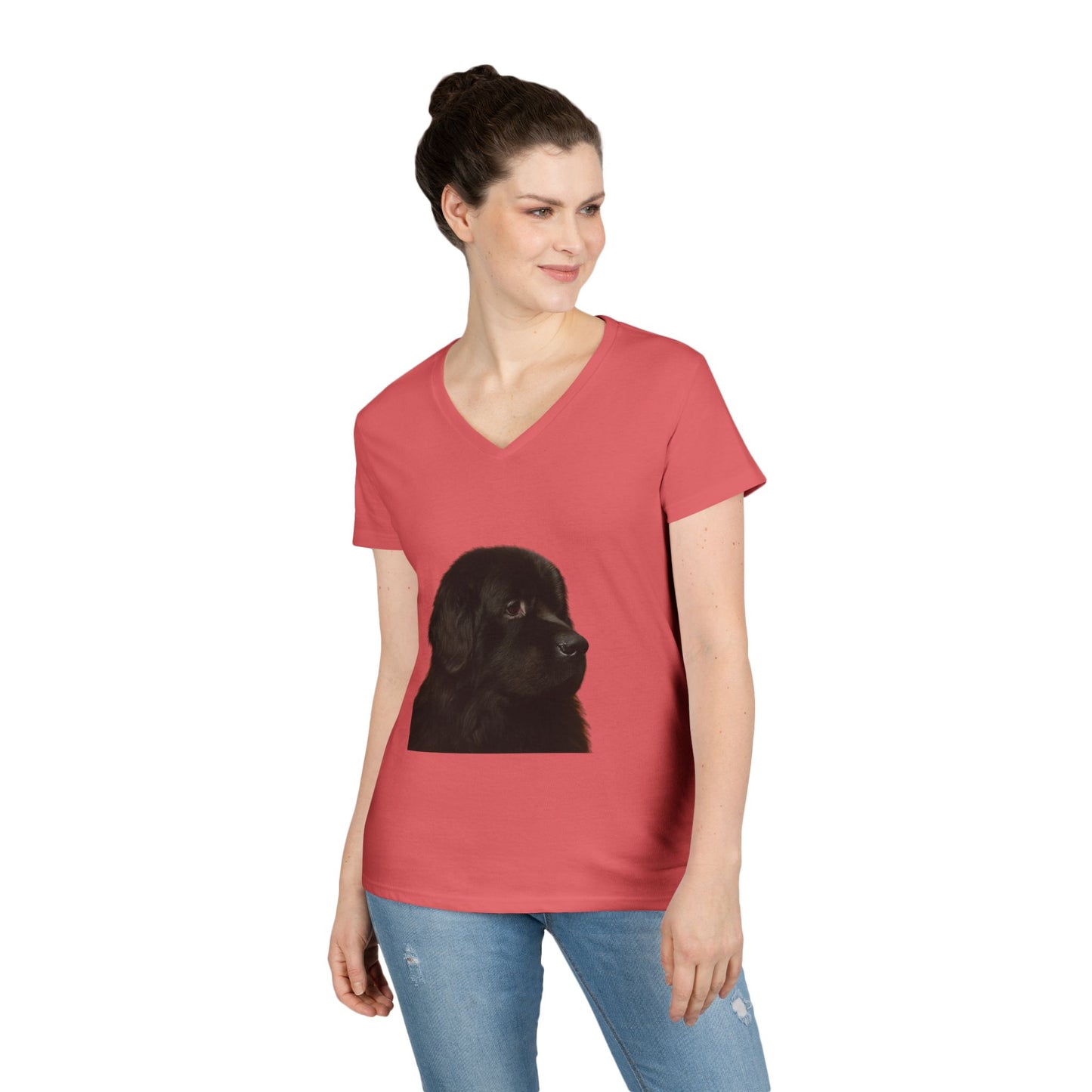 Newfie Head Women's V-Neck T-Shirt