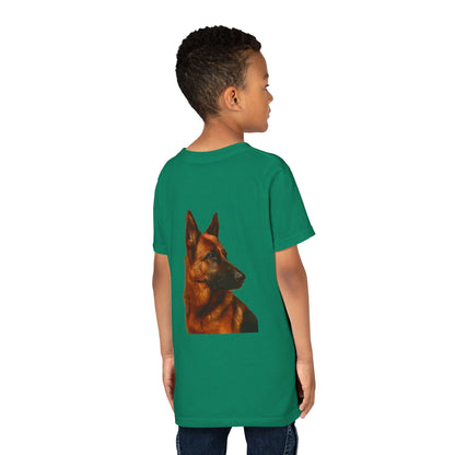 German Shepherd Head Youth Unisex Short Sleeve Crewneck Tee