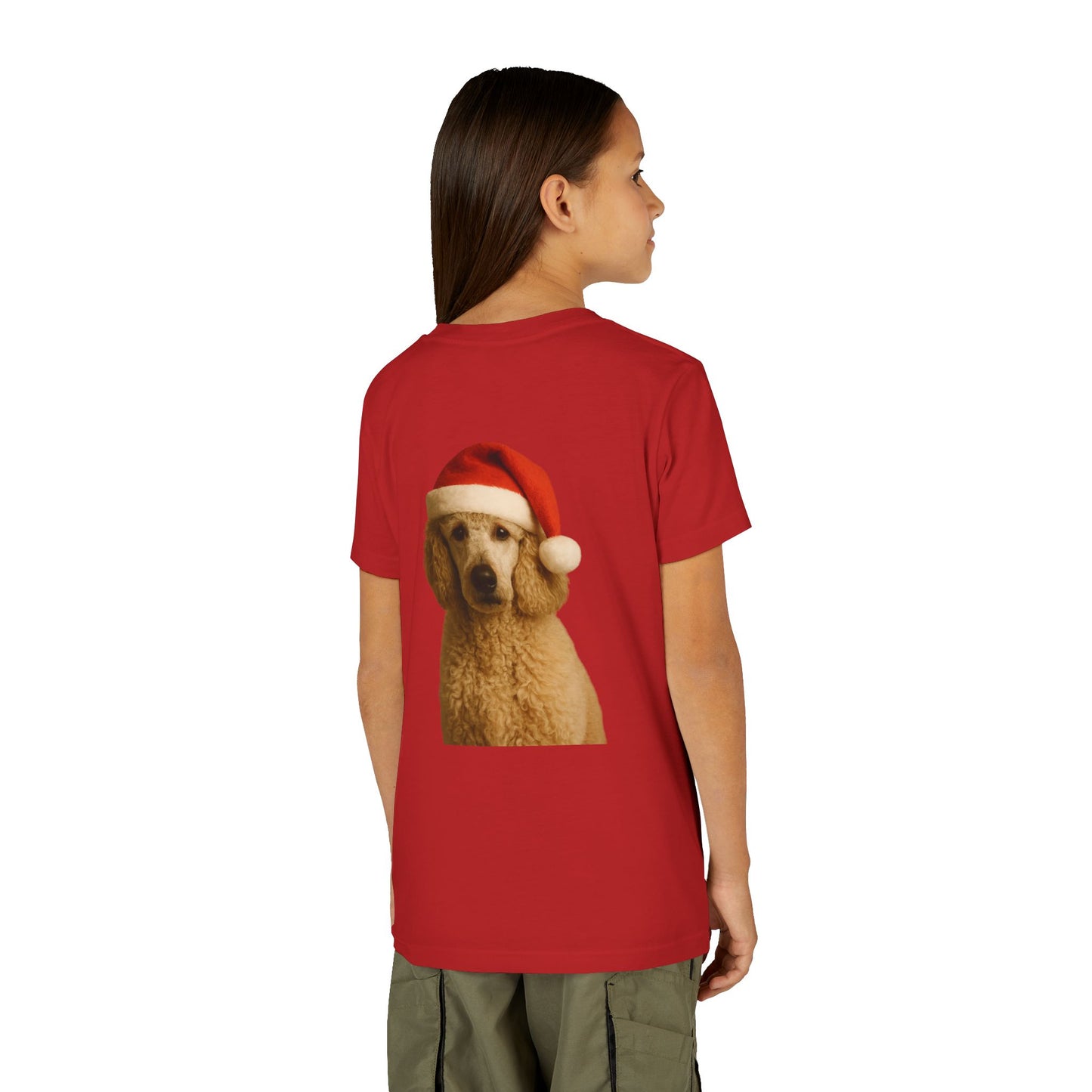Santa Paws Poodle Youth Unisex Short Sleeve Crewneck Tee