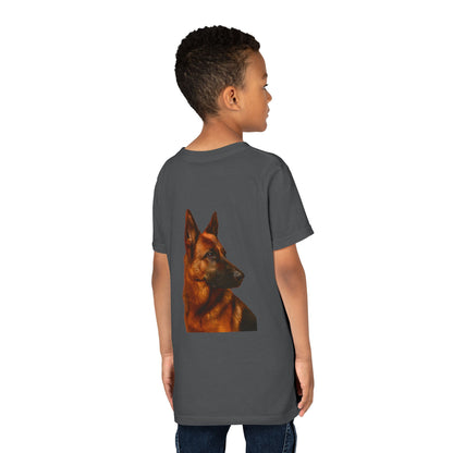 German Shepherd Head Youth Unisex Short Sleeve Crewneck Tee